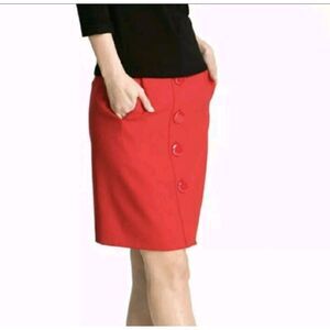 Kate Spade New York Women's Faylyn Red Wool Button Front Pencil Skirt Size 8